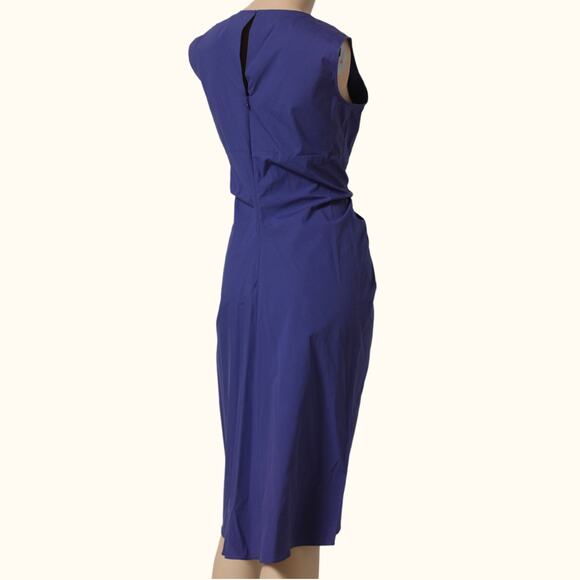 REED KRAKOFF Blue Purple Ruched V-Neck Midi Dress w/ Tags - Picture 7 of 10